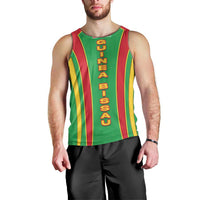 Guinea Bissau Men Tank Top with Red Green Yellow Stripe Design and Black Star - Wonder Print Shop