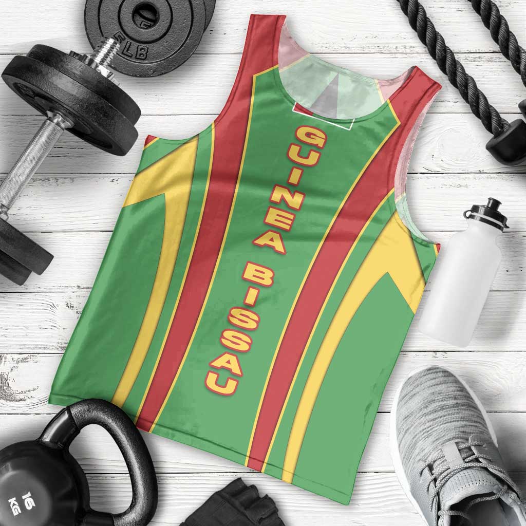 Guinea Bissau Men Tank Top with Red Green Yellow Stripe Design and Black Star - Wonder Print Shop