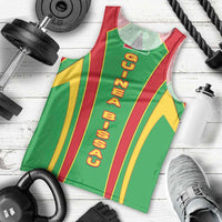 Guinea Bissau Men Tank Top with Red Green Yellow Stripe Design and Black Star - Wonder Print Shop