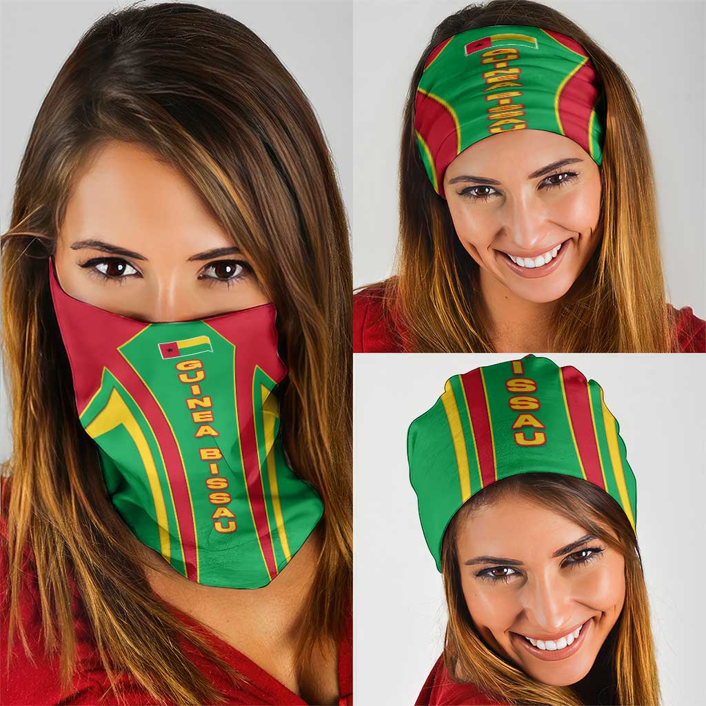 Guinea Bissau Neck Gaiter with Red Green Yellow Stripe Design and Black Star TS04