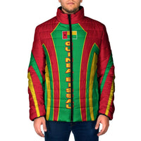 Guinea Bissau Padded Jacket with Red Green Yellow Stripe Design and Black Star - Wonder Print Shop
