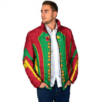Guinea Bissau Padded Jacket with Red Green Yellow Stripe Design and Black Star - Wonder Print Shop