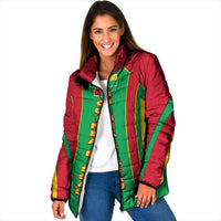 Guinea Bissau Padded Jacket with Red Green Yellow Stripe Design and Black Star - Wonder Print Shop