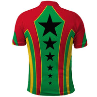 Guinea Bissau Polo Shirt with Red Green Yellow Stripe Design and Black Star - Wonder Print Shop