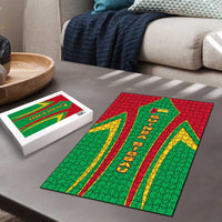 Guinea Bissau Puzzle with Red Green Yellow Stripe Design and Black Star - Wonder Print Shop