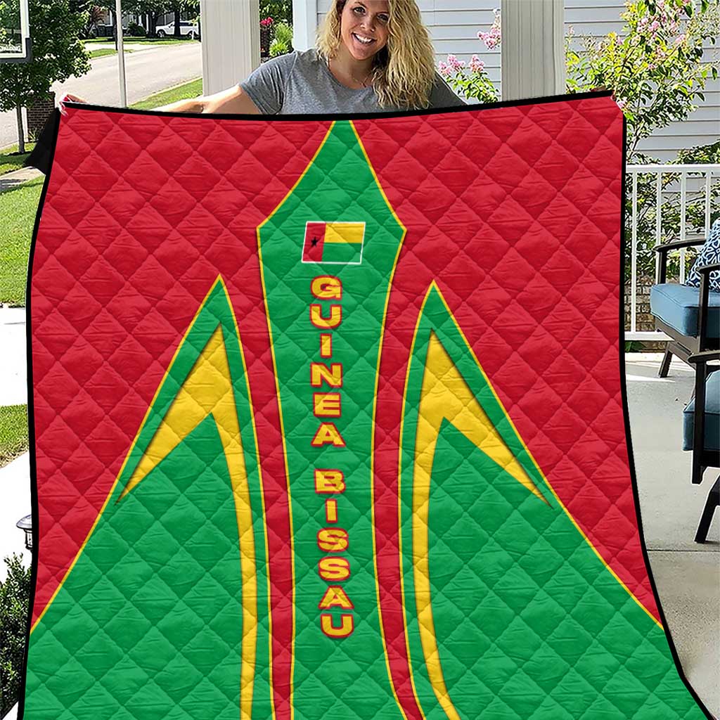 Guinea Bissau Quilt with Red Green Yellow Stripe Design and Black Star - Wonder Print Shop