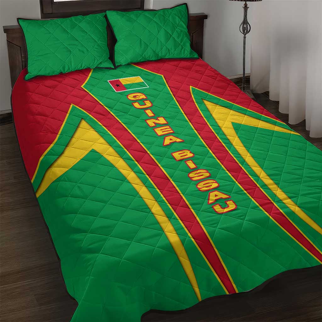 Guinea Bissau Quilt Bed Set with Red Green Yellow Stripe Design and Black Star - Wonder Print Shop