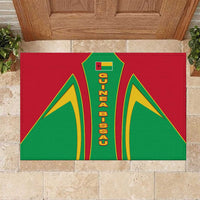 Guinea Bissau Rubber Doormat with Red Green Yellow Stripe Design and Black Star - Wonder Print Shop