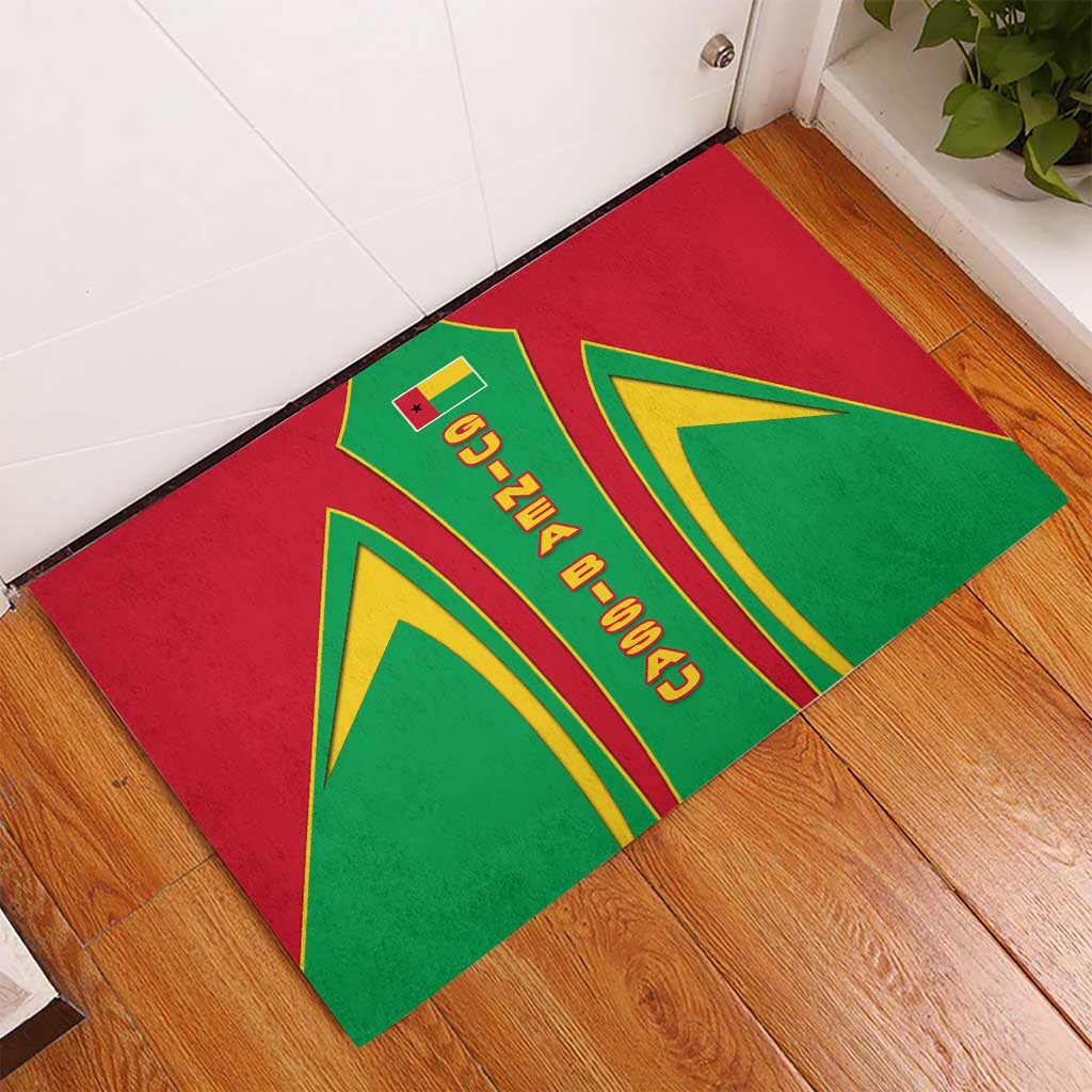 Guinea Bissau Rubber Doormat with Red Green Yellow Stripe Design and Black Star - Wonder Print Shop