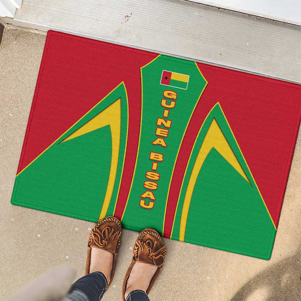 Guinea Bissau Rubber Doormat with Red Green Yellow Stripe Design and Black Star - Wonder Print Shop