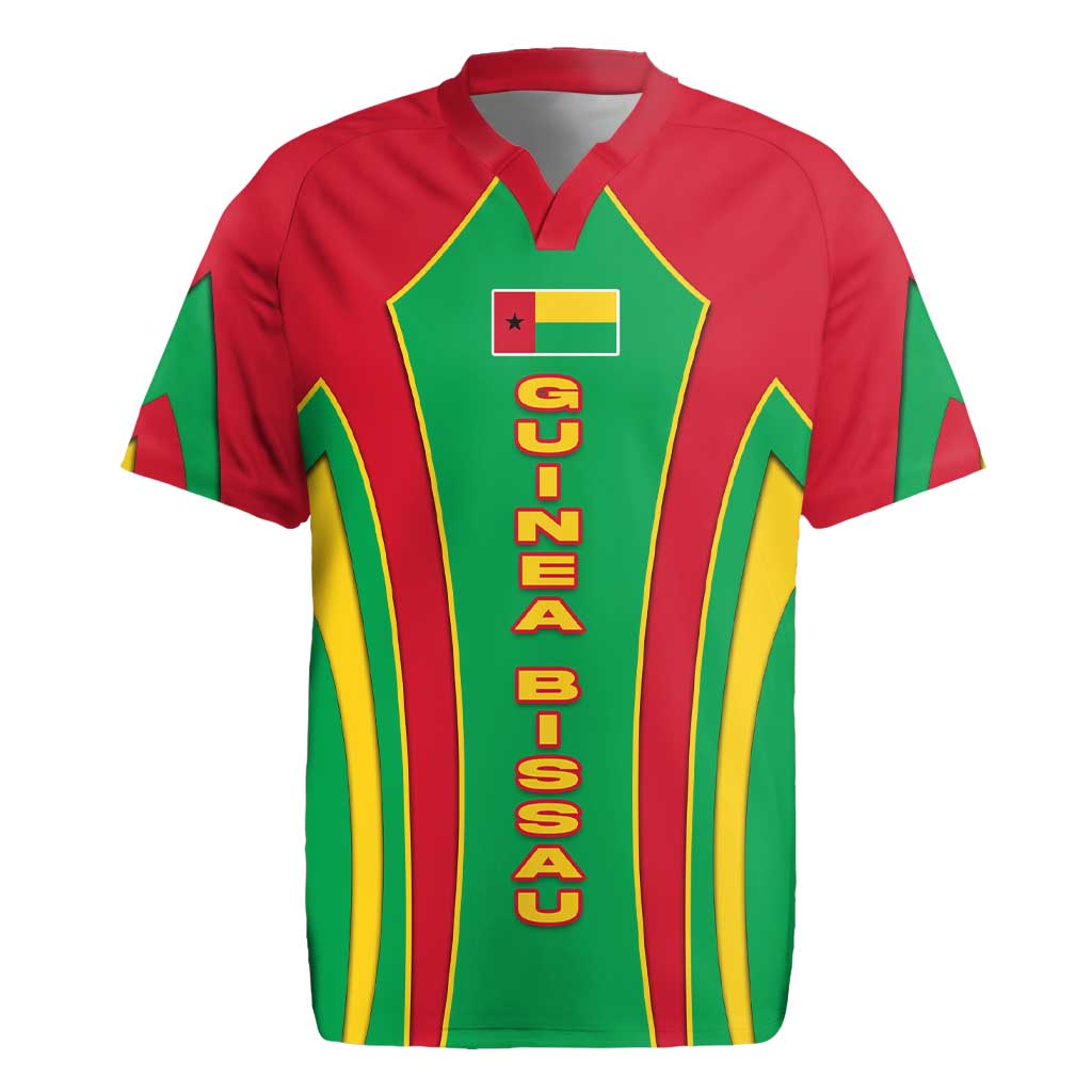 Guinea Bissau Rugby Jersey with Red Green Yellow Stripe Design and Black Star - Wonder Print Shop
