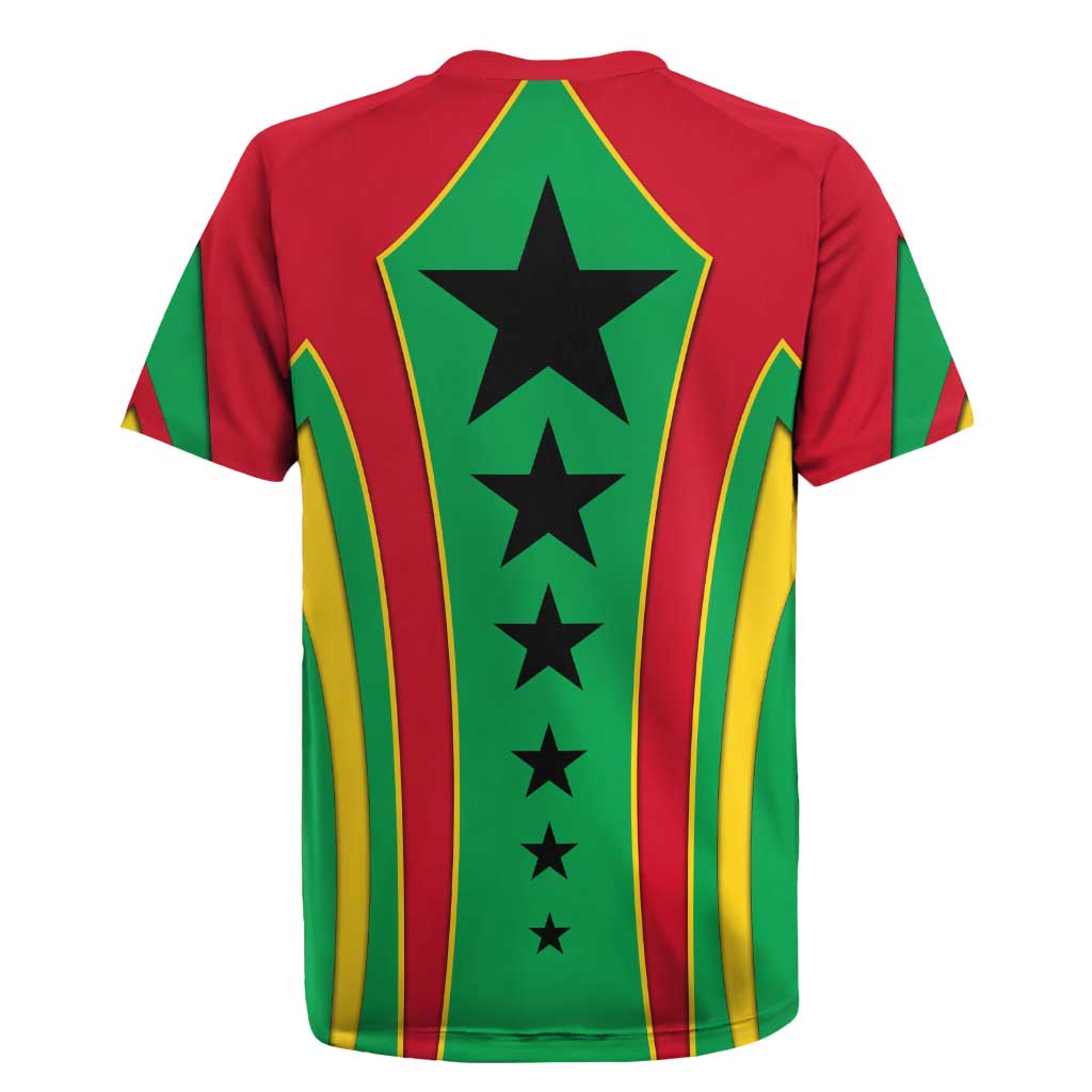 Guinea Bissau Rugby Jersey with Red Green Yellow Stripe Design and Black Star - Wonder Print Shop