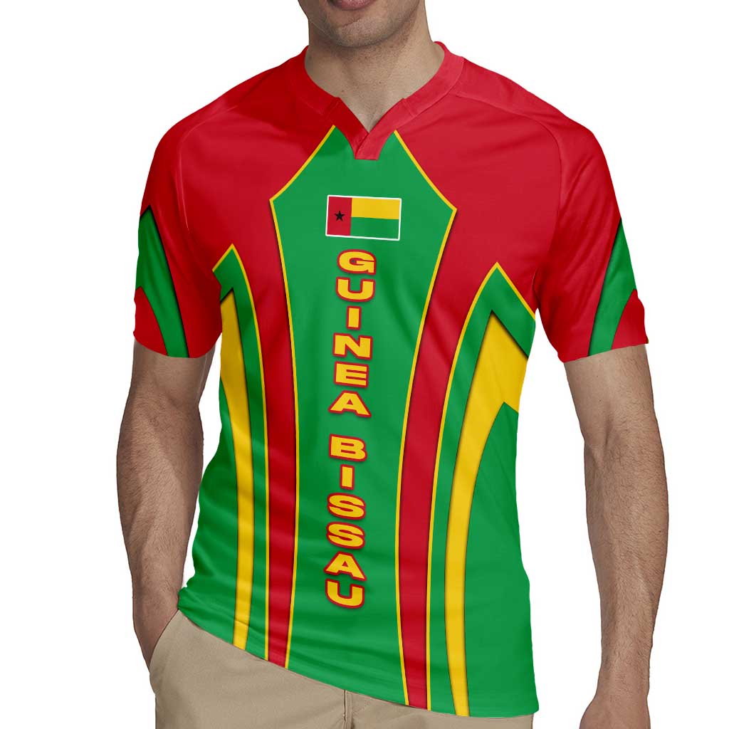 Guinea Bissau Rugby Jersey with Red Green Yellow Stripe Design and Black Star - Wonder Print Shop