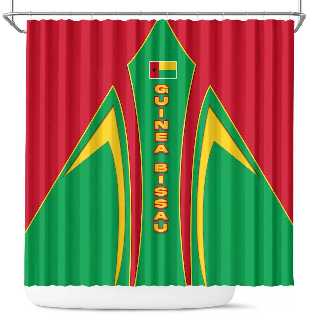 Guinea Bissau Shower Curtain with Red Green Yellow Stripe Design and Black Star - Wonder Print Shop