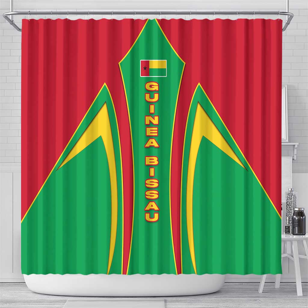 Guinea Bissau Shower Curtain with Red Green Yellow Stripe Design and Black Star - Wonder Print Shop
