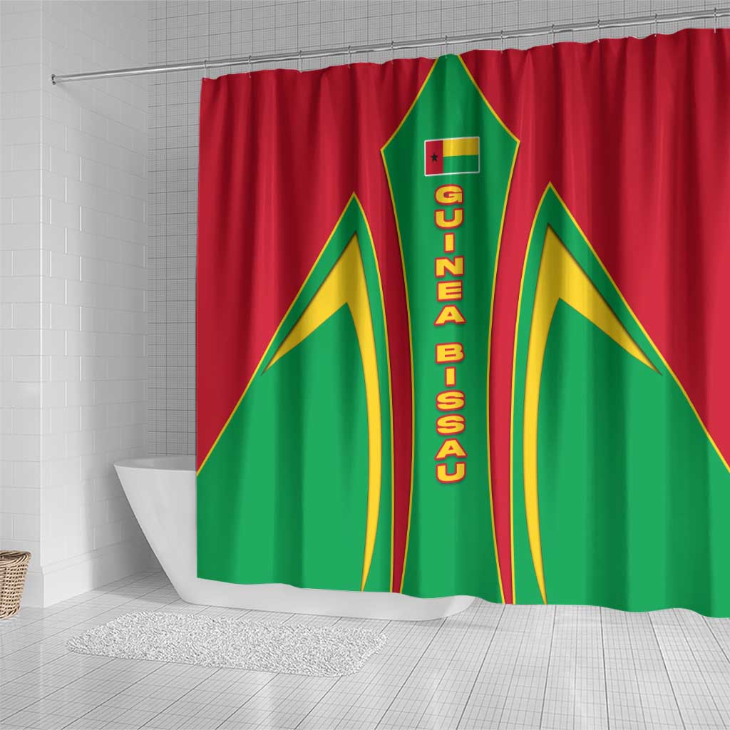 Guinea Bissau Shower Curtain with Red Green Yellow Stripe Design and Black Star - Wonder Print Shop