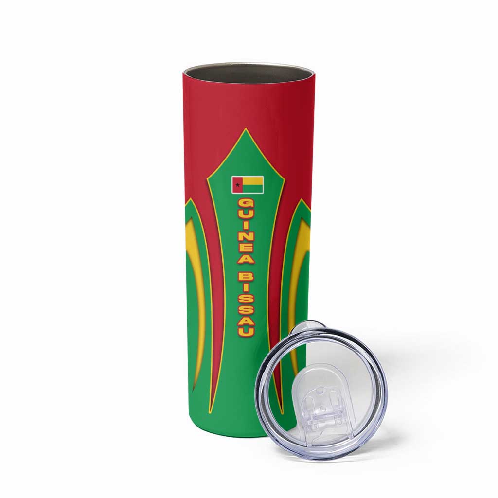 Guinea Bissau Skinny Tumbler with Red Green Yellow Stripe Design and Black Star - Wonder Print Shop