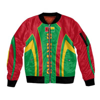 Guinea Bissau Sleeve Zip Bomber Jacket with Red Green Yellow Stripe Design and Black Star - Wonder Print Shop