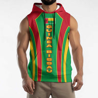 Guinea Bissau Sleeveless Hoodie with Red Green Yellow Stripe Design and Black Star - Wonder Print Shop