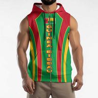 Guinea Bissau Sleeveless Zip Hoodie with Red Green Yellow Stripe Design and Black Star - Wonder Print Shop