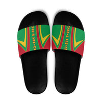 Guinea Bissau Slide Sandals with Red Green Yellow Stripe Design and Black Star - Wonder Print Shop