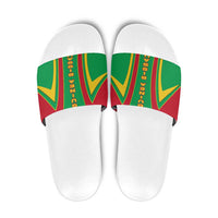 Guinea Bissau Slide Sandals with Red Green Yellow Stripe Design and Black Star - Wonder Print Shop