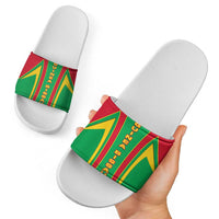 Guinea Bissau Slide Sandals with Red Green Yellow Stripe Design and Black Star - Wonder Print Shop
