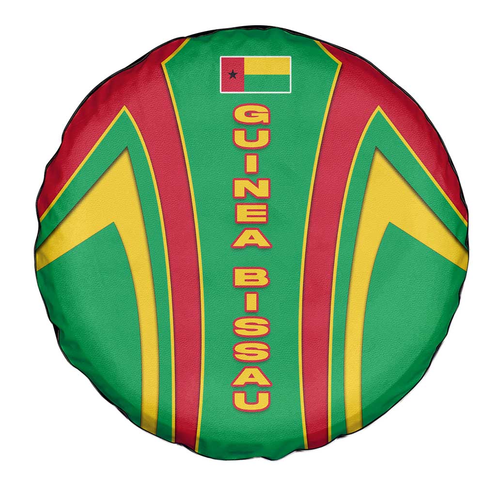 Guinea Bissau Spare Tire Cover with Red Green Yellow Stripe Design and Black Star - Wonder Print Shop