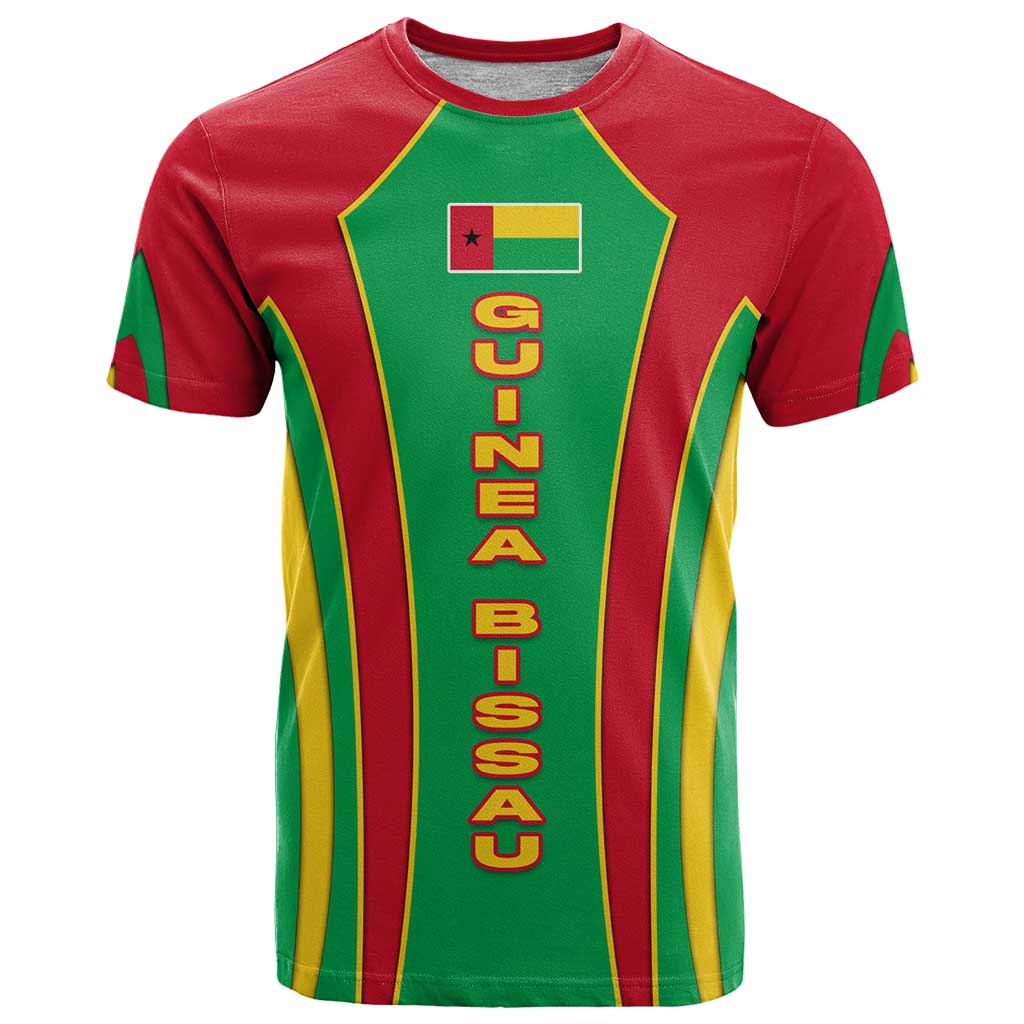 Guinea Bissau T Shirt with Red Green Yellow Stripe Design and Black Star - Wonder Print Shop