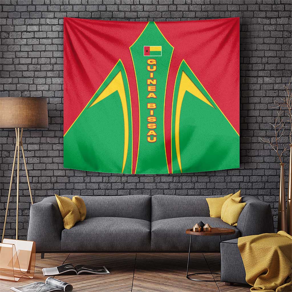 Guinea Bissau Tapestry with Red Green Yellow Stripe Design and Black Star - Wonder Print Shop