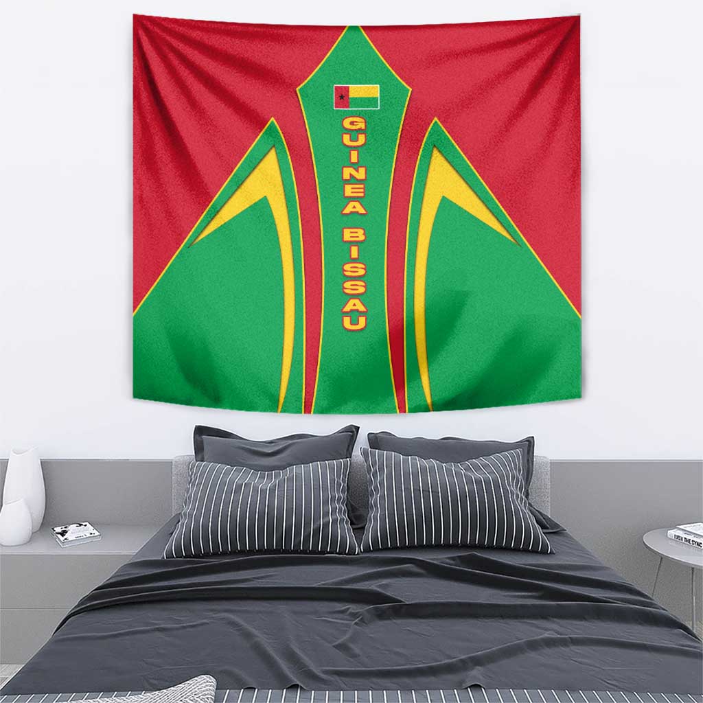 Guinea Bissau Tapestry with Red Green Yellow Stripe Design and Black Star - Wonder Print Shop