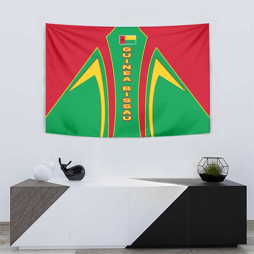 Guinea Bissau Tapestry with Red Green Yellow Stripe Design and Black Star - Wonder Print Shop