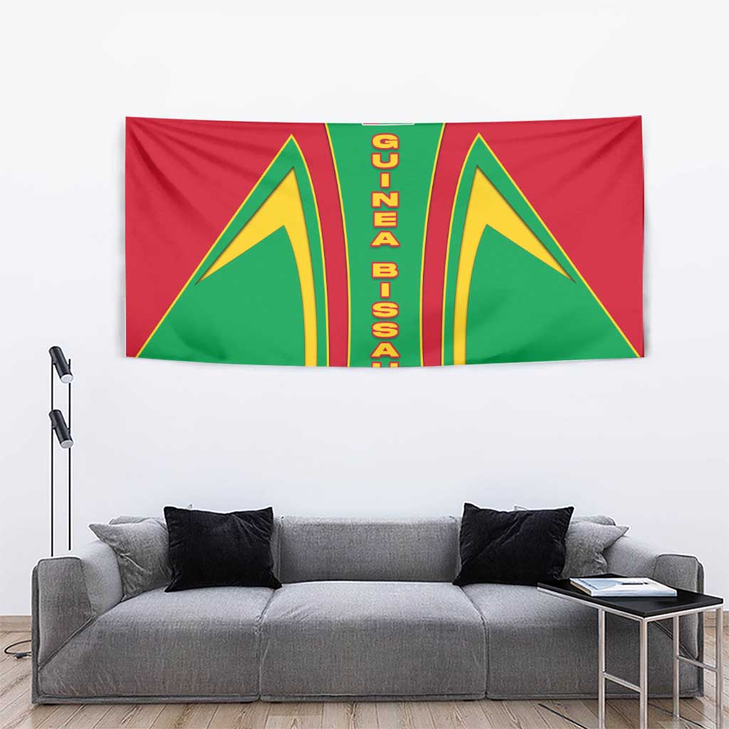 Guinea Bissau Tapestry with Red Green Yellow Stripe Design and Black Star - Wonder Print Shop