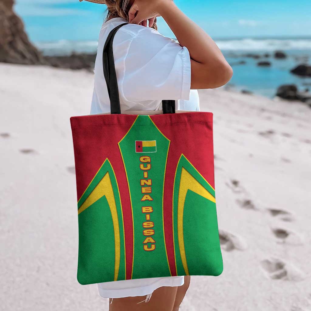 Guinea Bissau Tote Bag with Red Green Yellow Stripe Design and Black Star - Wonder Print Shop
