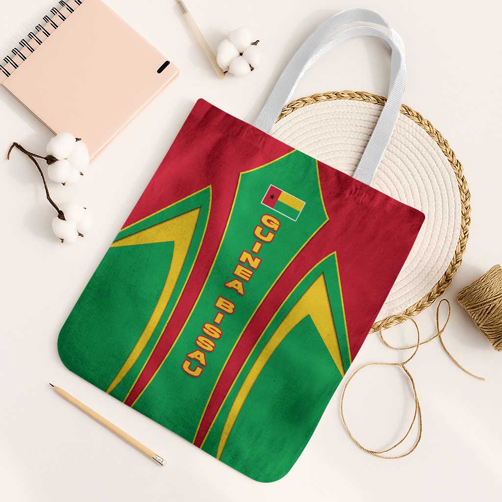 Guinea Bissau Tote Bag with Red Green Yellow Stripe Design and Black Star - Wonder Print Shop