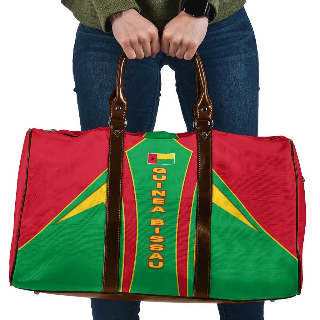 Guinea Bissau Travel Bag with Red Green Yellow Stripe Design and Black Star - Wonder Print Shop
