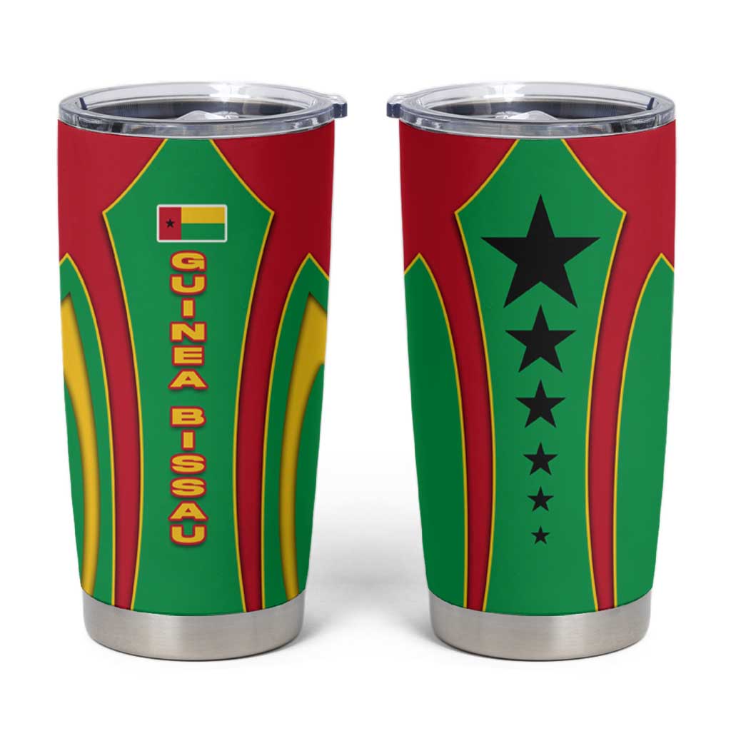 Guinea Bissau Tumbler Cup with Red Green Yellow Stripe Design and Black Star - Wonder Print Shop