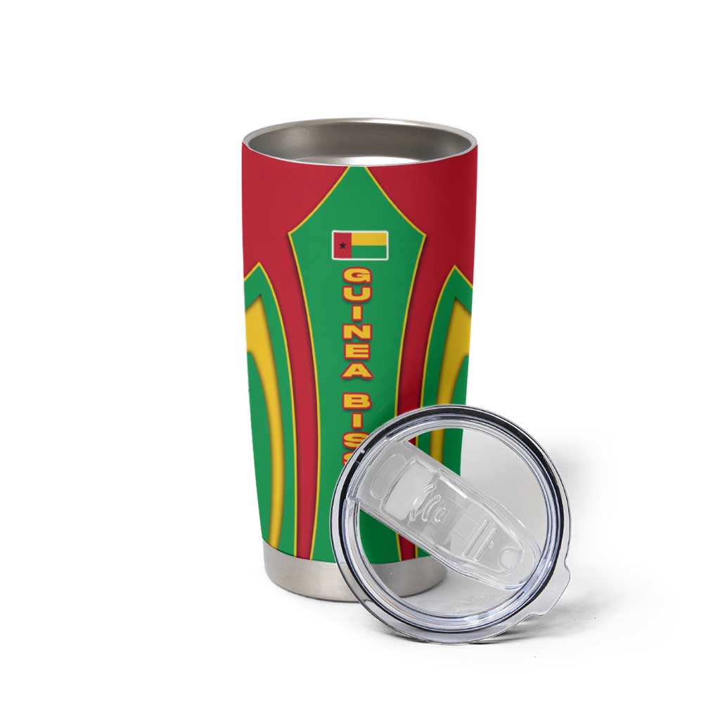 Guinea Bissau Tumbler Cup with Red Green Yellow Stripe Design and Black Star - Wonder Print Shop