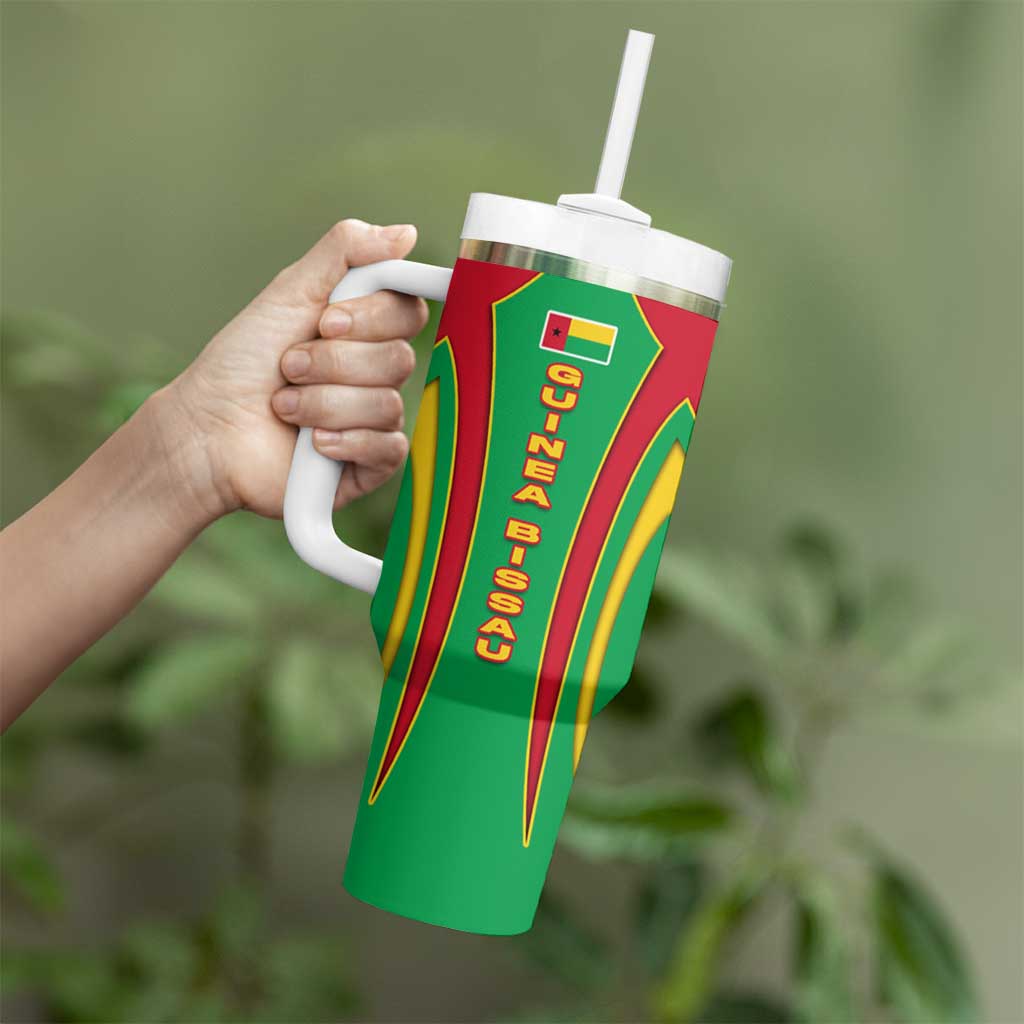 Guinea Bissau Tumbler With Handle with Red Green Yellow Stripe Design and Black Star - Wonder Print Shop