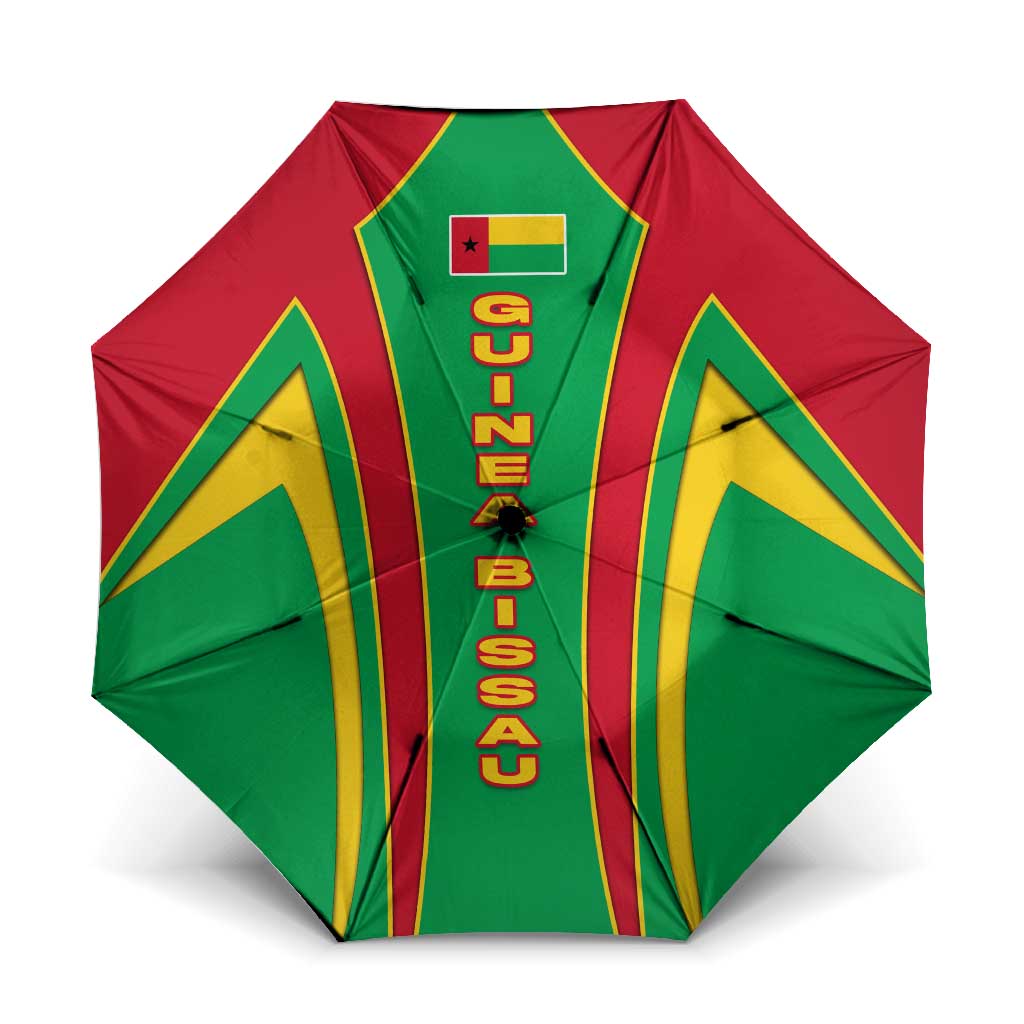 Guinea Bissau Umbrella with Red Green Yellow Stripe Design and Black Star - Wonder Print Shop