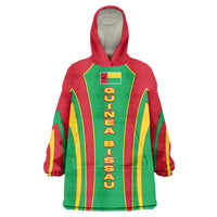 Guinea Bissau Wearable Blanket Hoodie with Red Green Yellow Stripe Design and Black Star - Wonder Print Shop