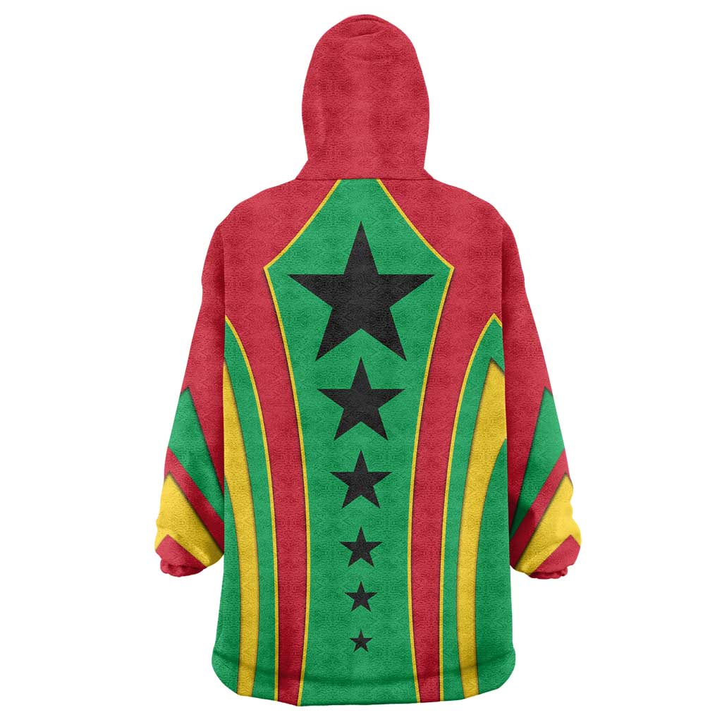 Guinea Bissau Wearable Blanket Hoodie with Red Green Yellow Stripe Design and Black Star - Wonder Print Shop