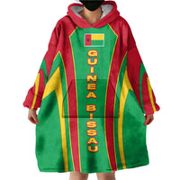 Guinea Bissau Wearable Blanket Hoodie with Red Green Yellow Stripe Design and Black Star - Wonder Print Shop