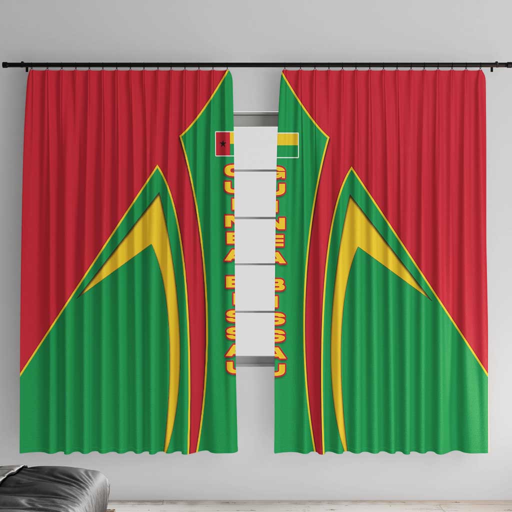 Guinea Bissau Window Curtain with Red Green Yellow Stripe Design and Black Star - Wonder Print Shop