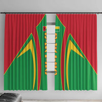 Guinea Bissau Window Curtain with Red Green Yellow Stripe Design and Black Star - Wonder Print Shop