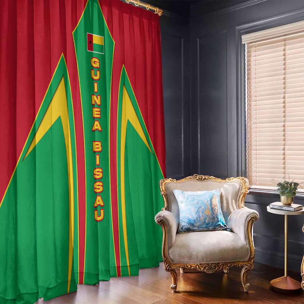 Guinea Bissau Window Curtain with Red Green Yellow Stripe Design and Black Star - Wonder Print Shop