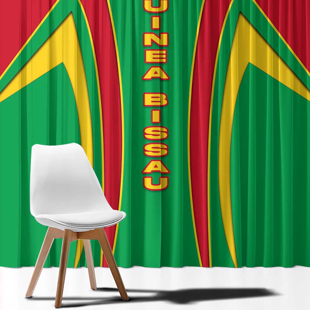 Guinea Bissau Window Curtain with Red Green Yellow Stripe Design and Black Star - Wonder Print Shop