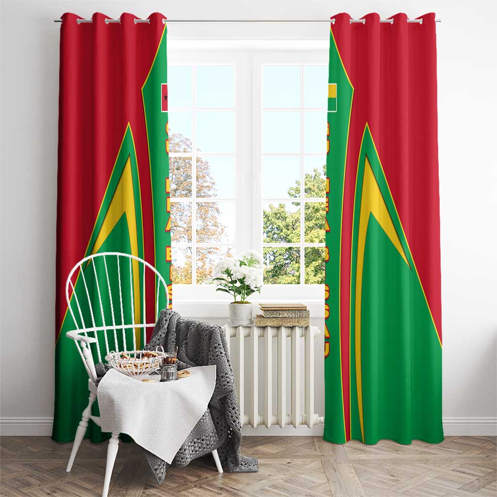 Guinea Bissau Window Curtain with Red Green Yellow Stripe Design and Black Star - Wonder Print Shop