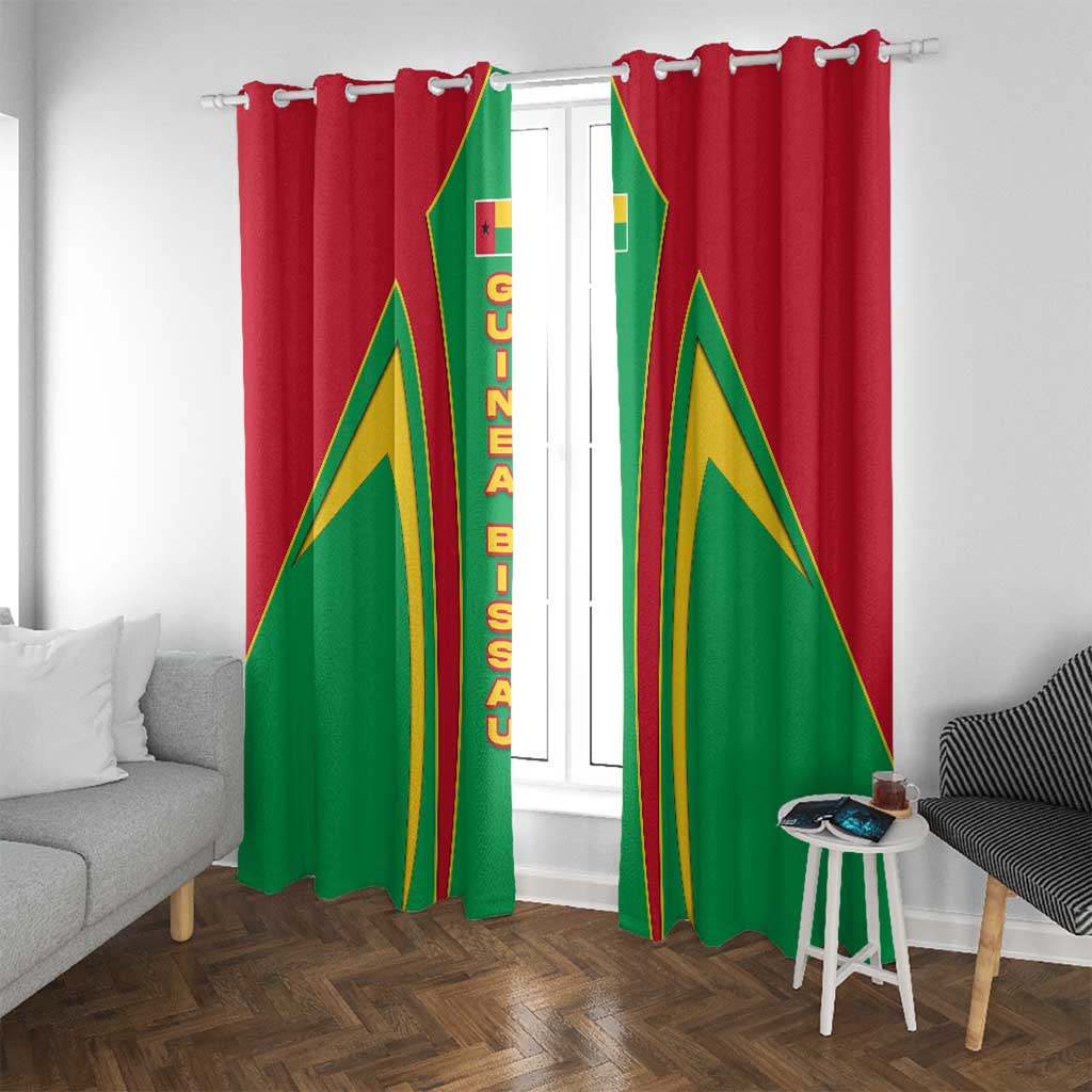Guinea Bissau Window Curtain with Red Green Yellow Stripe Design and Black Star - Wonder Print Shop