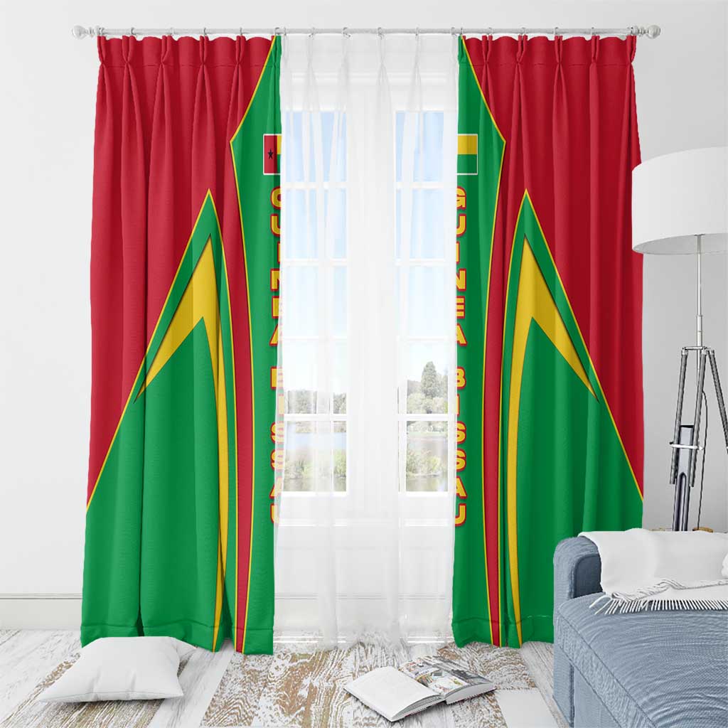 Guinea Bissau Window Curtain with Red Green Yellow Stripe Design and Black Star - Wonder Print Shop